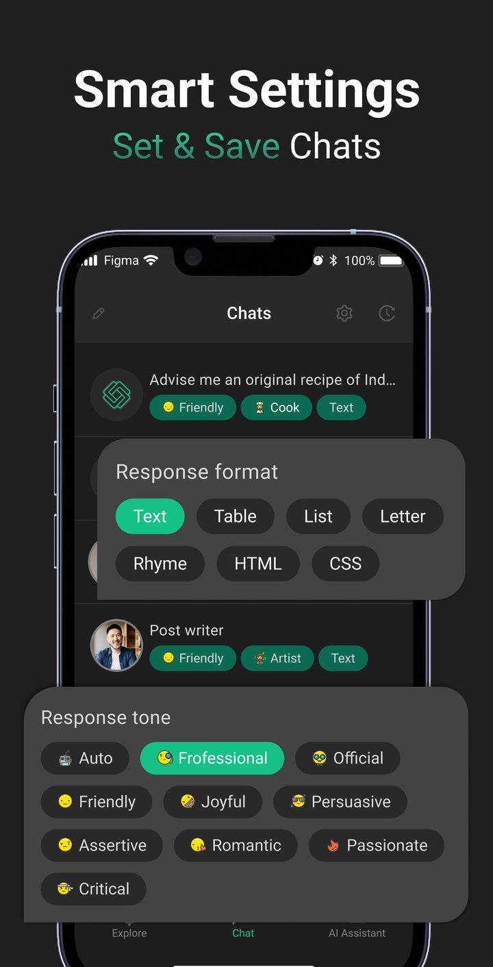 Smart Settings — Set & Save Chats